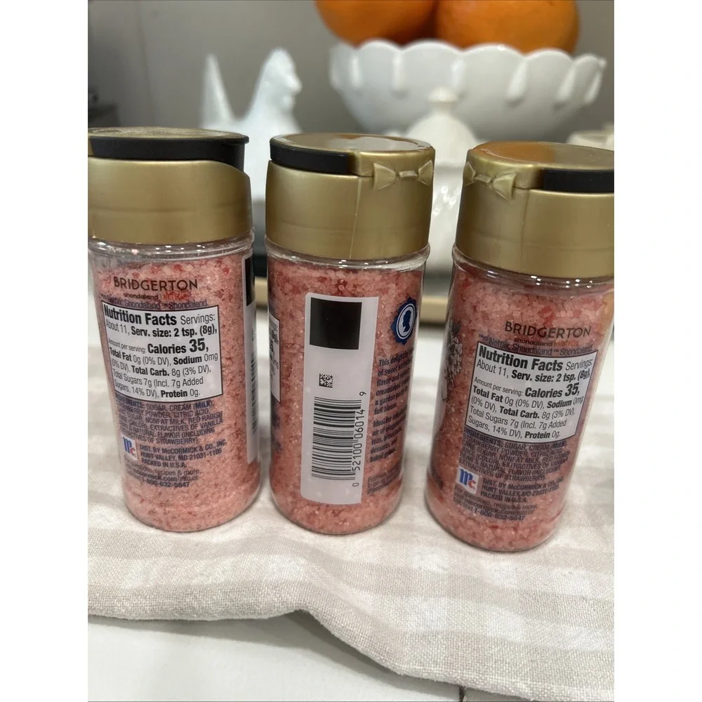 Lot of 3‎ - McCormick Bridgerton Strawberries & Cream Finishing Sugar, 3.16 oz